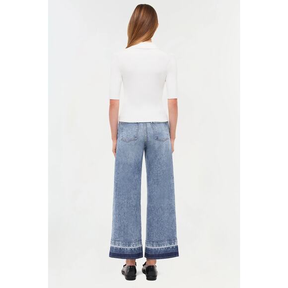 Simkai Jude Wide Leg Denim Jeans Medium Wash Ombre Cuffs USA 29 - Picture 10 of 11